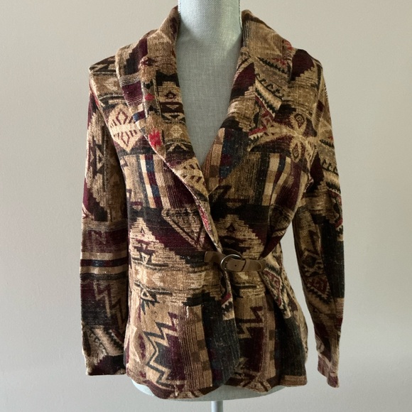 Ralph Lauren cardigan gold Navajo blazer blanket jacket aztec southwestern Sz S - Picture 1 of 10
